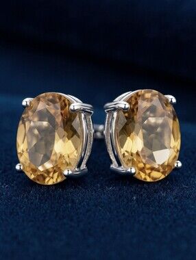 2.50 ctw Citrine Sterling Silver Solitaire Stud Earrings NEW